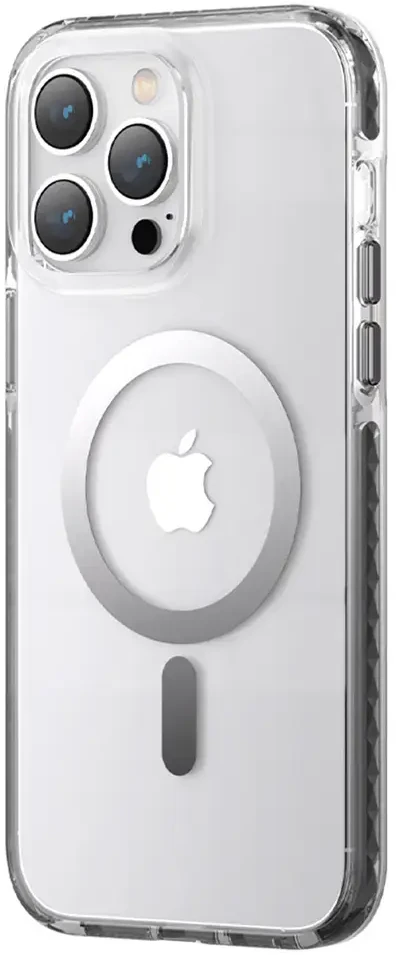 Kingxbar PQY Ice Crystal Series magnetic iPhone 14 Plus MagSafe dėklas telefonui sidabrinės spalvos