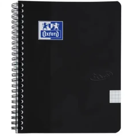 Sąsiuvinis su spirale OXFORD TOUCH, A5+, 70 lapų, langeliais, juodos sp.
