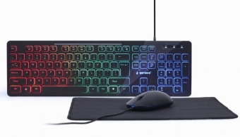 Gembird | 3-in-1 Backlight Desktop Set | KBS-UML-01 | Klaviatūra, Pelė and Pad Set | su laidu | su pele | US | Juodas