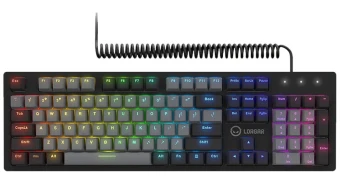 LORGAR Azar 514, Laidinė mechaninė žaidimų klaviatūra, RGB foninis apšvietimas, 1680000 spalvų variacijų, 18 režimų, klavišų skaičius: 104, 50 mln. paspaudimų, linijiniai „dream“ jungikliai, 3,4 m ilgio spyruoklinis laidas, ABS plastikas+metalas, magnetinis dangtelis, 450*136*39 mm, 1,17 kg, juodas, EN išdėstymas