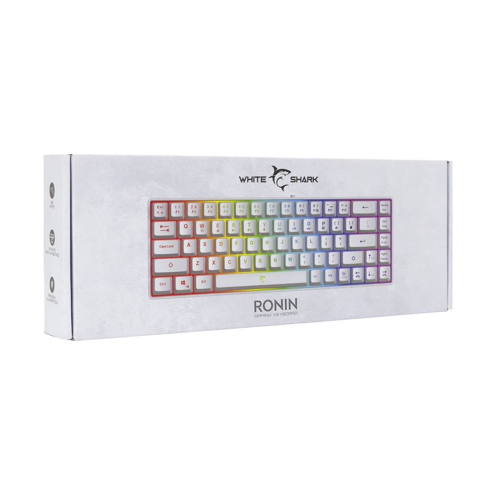 Klaviatūra White Shark Baltas Shark GK-2201 Ronin baltas US