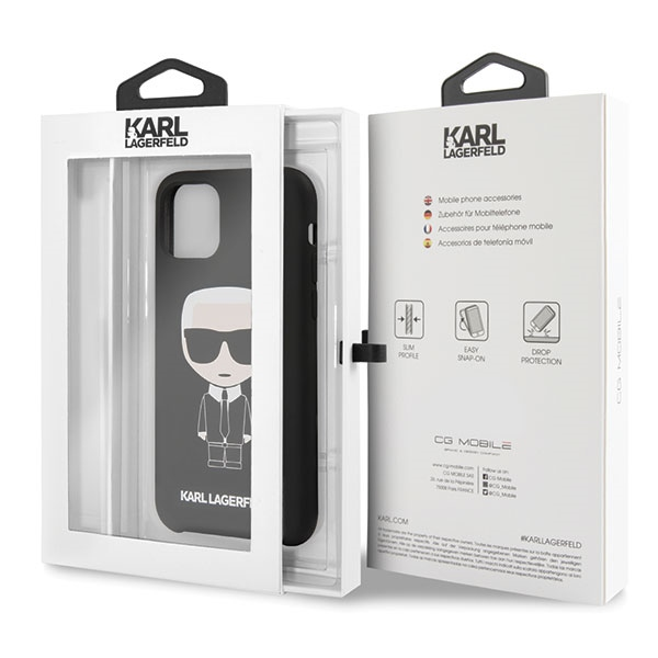 Karl Lagerfeld KLHCN58SLFKBK iPhone 11 Pro kietas dėklas juodas / juodas silikoninis ikoninis