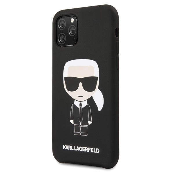 Karl Lagerfeld KLHCN58SLFKBK iPhone 11 Pro kietas dėklas juodas / juodas silikoninis ikoninis