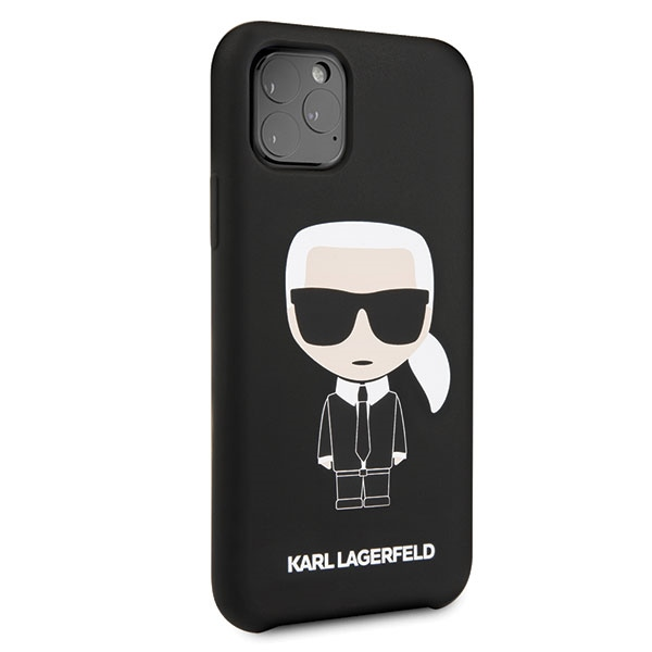 Karl Lagerfeld KLHCN58SLFKBK iPhone 11 Pro kietas dėklas juodas / juodas silikoninis ikoninis