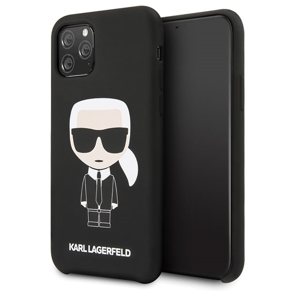 Karl Lagerfeld KLHCN58SLFKBK iPhone 11 Pro kietas dėklas juodas / juodas silikoninis ikoninis