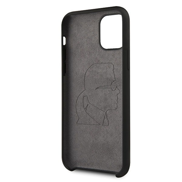 Karl Lagerfeld KLHCN58SLFKBK iPhone 11 Pro kietas dėklas juodas / juodas silikoninis ikoninis