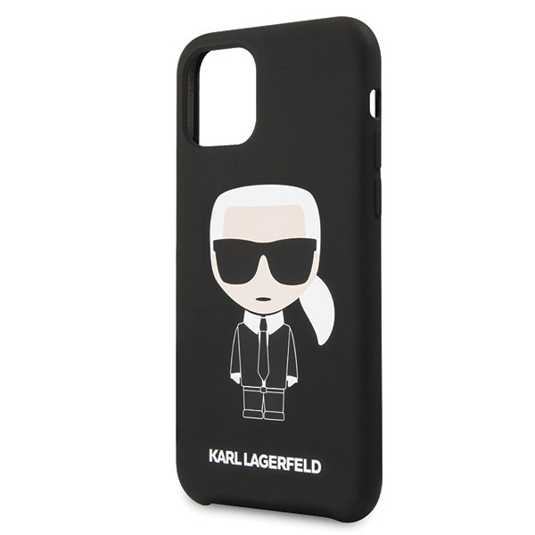 Karl Lagerfeld KLHCN58SLFKBK iPhone 11 Pro kietas dėklas juodas / juodas silikoninis ikoninis