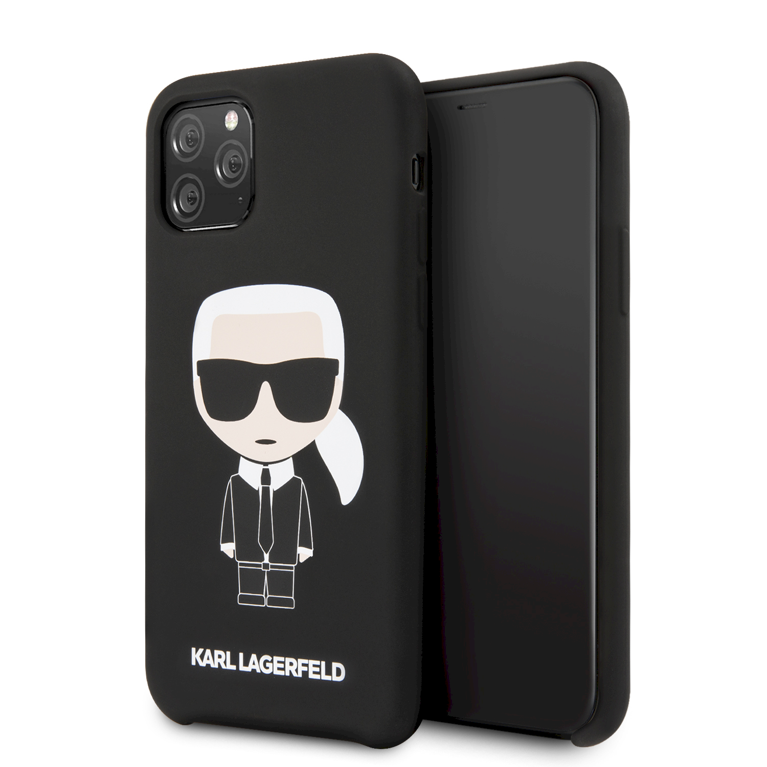 Karl Lagerfeld KLHCN58SLFKBK iPhone 11 Pro kietas dėklas juodas / juodas silikoninis ikoninis