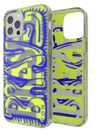 Dėklas Mėlyna DIESEL SNAP CASE CLEAR AOP FW20 IPHONE 12 PRO MAX Mėlynas/NEON LIME