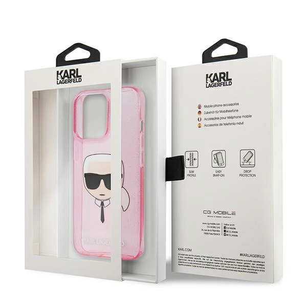 Dėklas Karl Lagerfeld KLHCP13LKHTUGLP, skirtas iPhone 13 Pro / 13, rožinis