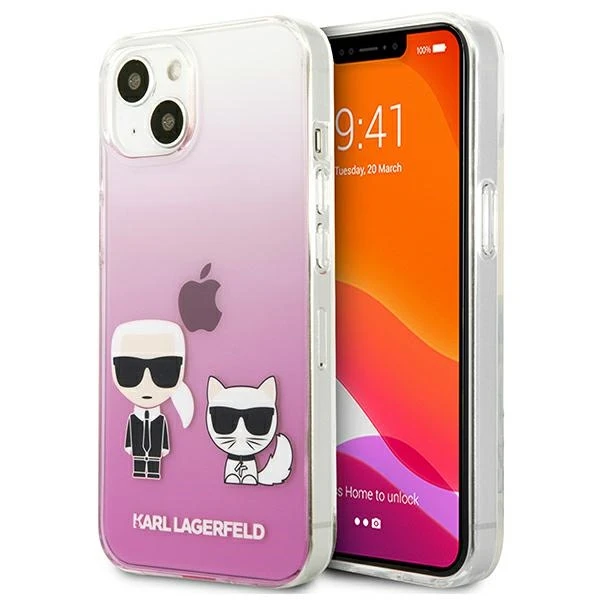 Dėklas Karl Lagerfeld KLHCP13SCKTRP HARDCASE KARL&CHOUPETTE IPHONE 13 MINI Rožinis