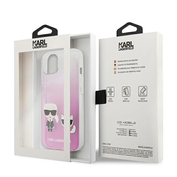 Dėklas Karl Lagerfeld KLHCP13SCKTRP HARDCASE KARL&CHOUPETTE IPHONE 13 MINI Rožinis