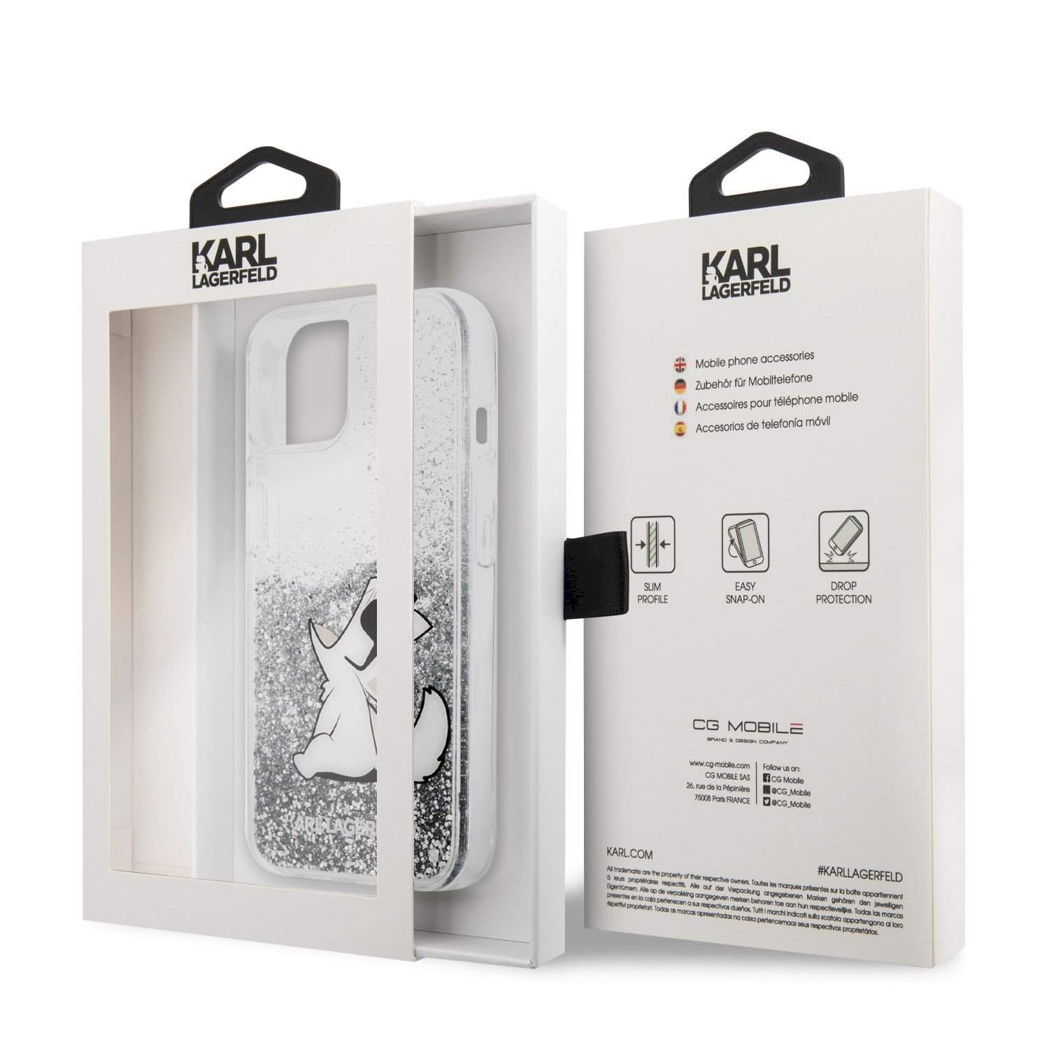 Karl Lagerfeld Apple Dėklas Nudient Thin V3 MagSafe skirtas iPhone 13 Pro Max juodos spalvos