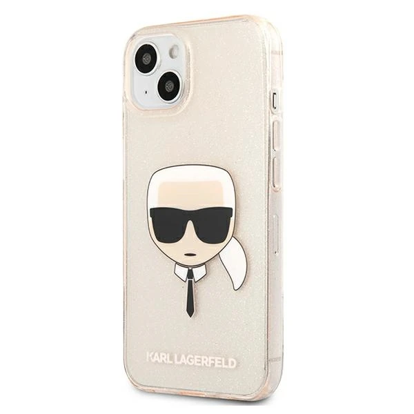 Dėklas Karl Lagerfeld KLHCP13SKHTUGLGO HARDCASE GLITTER KARL'S HEAD IPHONE 13 MINI GOLD