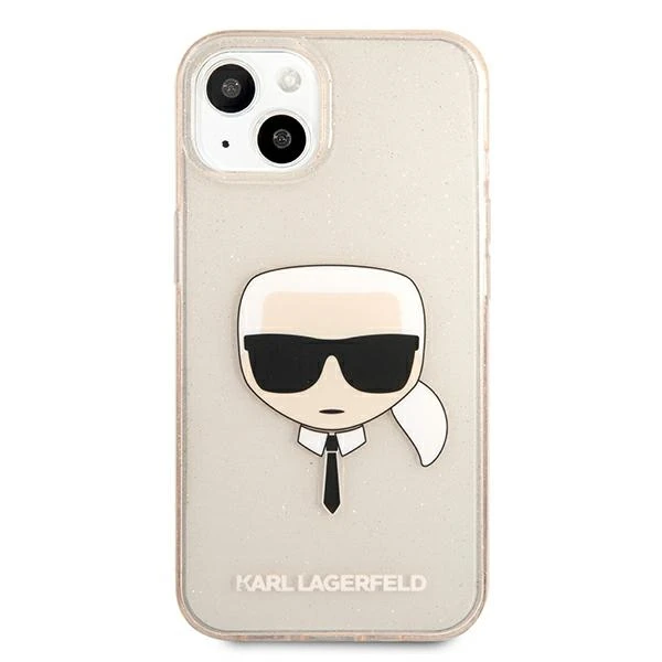 Dėklas Karl Lagerfeld KLHCP13SKHTUGLGO HARDCASE GLITTER KARL'S HEAD IPHONE 13 MINI GOLD