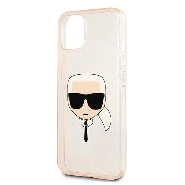 Dėklas Karl Lagerfeld KLHCP13SKHTUGLGO HARDCASE GLITTER KARL'S HEAD IPHONE 13 MINI GOLD
