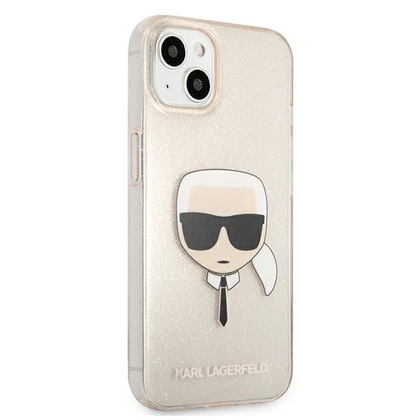 Dėklas Karl Lagerfeld KLHCP13SKHTUGLGO HARDCASE GLITTER KARL'S HEAD IPHONE 13 MINI GOLD
