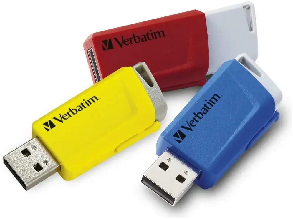 Karl Lagerfeld „Verbatim“ USB atmintinė, USB 3.0, 16 GB, „Store N Click“, įvairių spalvų, 49306, USB A, su ištraukiama jungtimi. 3 vnt. pakuotėje.