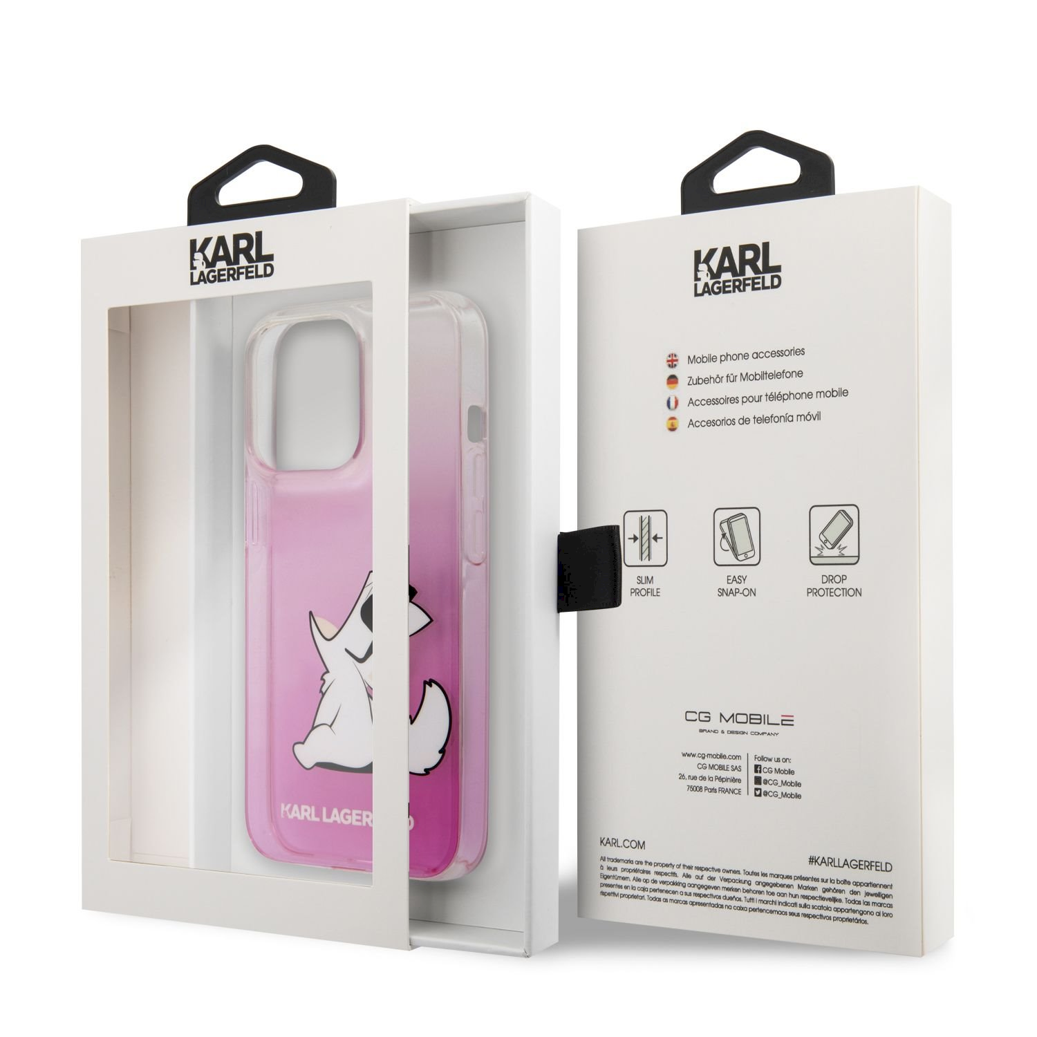 Dėklas Karl Lagerfeld PC/TPU Choupette Eat Case, skirtas iPhone 13 Pro Max, rožinis