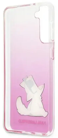 Karl Lagerfeld KLHCS21MCFNRCPI „Choupette Eats“ telefono dėklas Samsung Galaxy S21+ rožinis