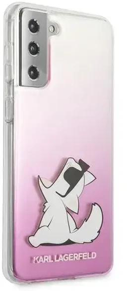 Karl Lagerfeld KLHCS21MCFNRCPI „Choupette Eats“ telefono dėklas Samsung Galaxy S21+ rožinis
