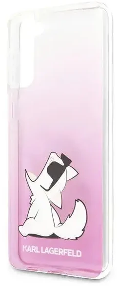 Karl Lagerfeld KLHCS21MCFNRCPI „Choupette Eats“ telefono dėklas Samsung Galaxy S21+ rožinis