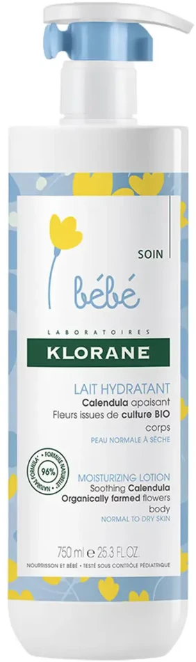 Klorane Bebe drėkinamasis kūno pienelis su medetkomis, 750 ml