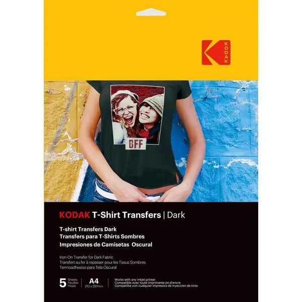 „Kodak“ marškinėlių perkėlimo lipdukai, tamsūs, A4, 5 lapai