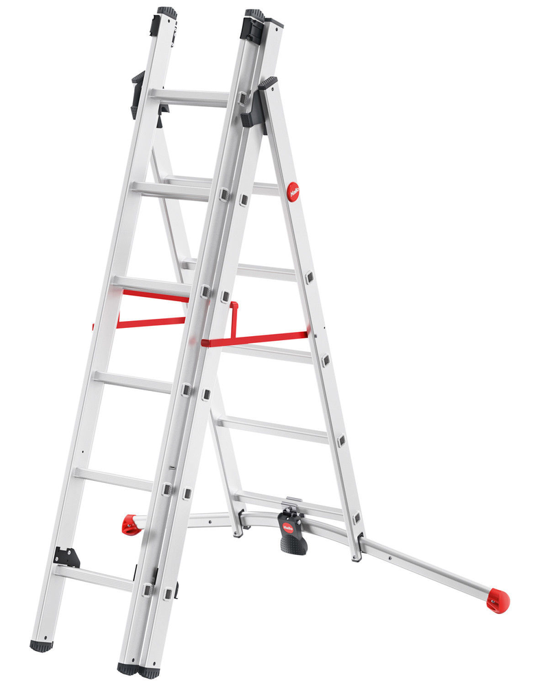 Kombinuotos kopėčios S100 Hailo ProfiLOT | aliuminis | 2x6+1x5 pakopos