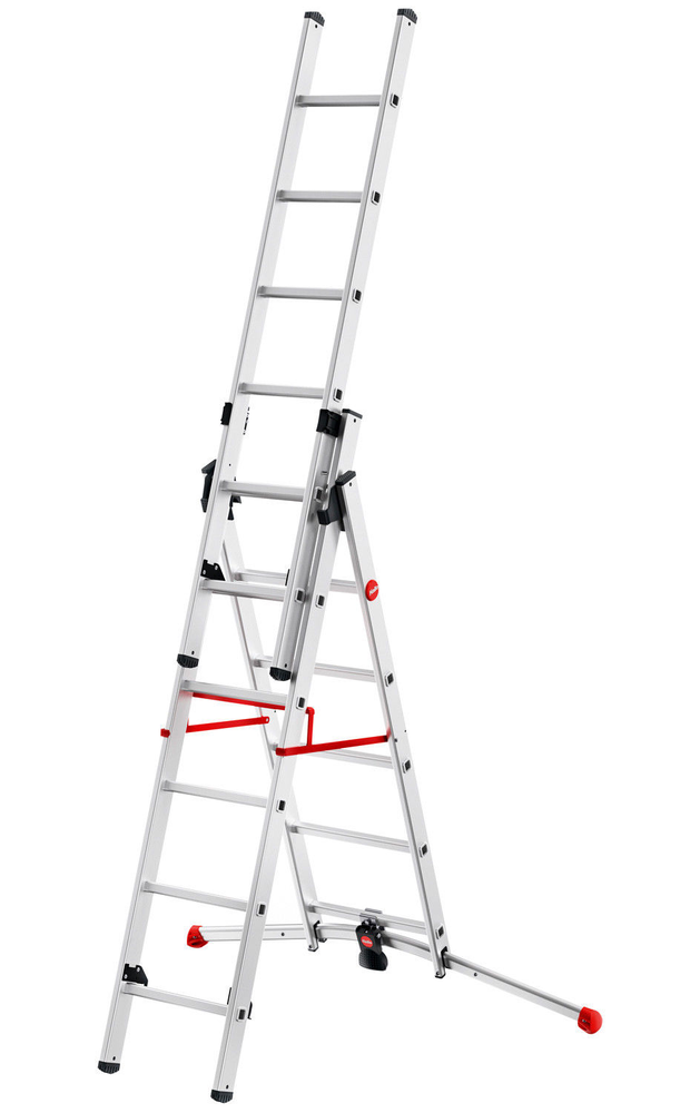 Kombinuotos kopėčios S100 Hailo ProfiLOT | aliuminis | 2x6+1x5 pakopos