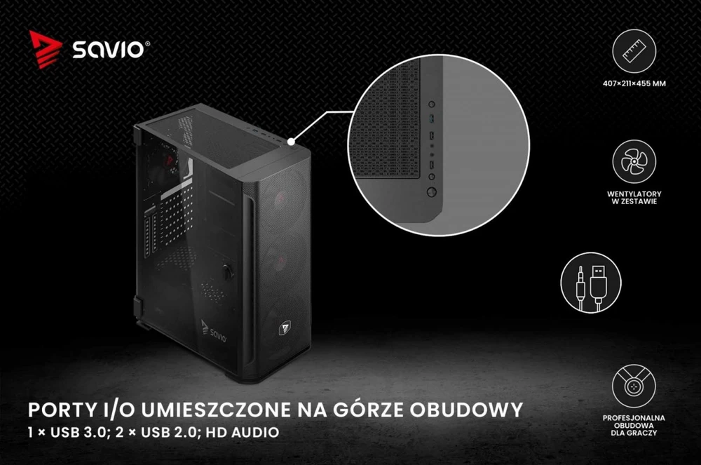 Kompiuterio korpusas SAVIO SHADOW X2
