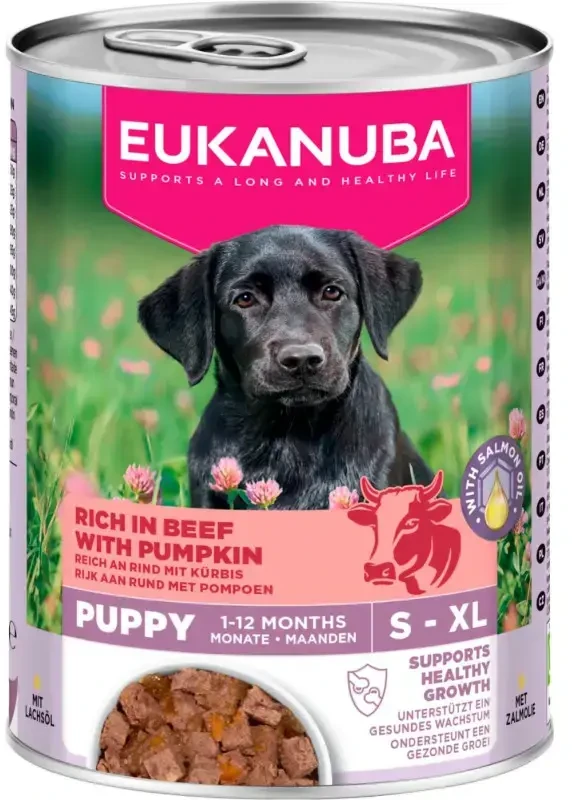 Eukanuba konservuotas pašaras šuniukams su jautiena ir moliūgais, 400g