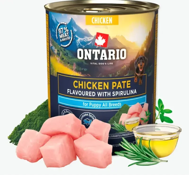 Ontario Puppy Vištienos paštetas su Spirulina 800g