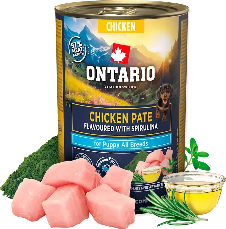 Ontario Puppy Vištienos paštetas su Spirulina 400g