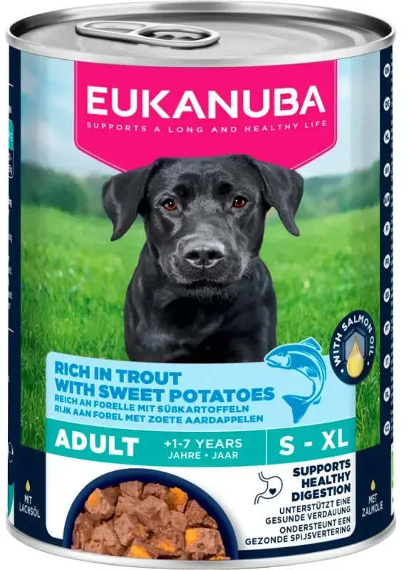Eukanuba konservuotas Maistas šunims su upėtakiu ir batatais 400g