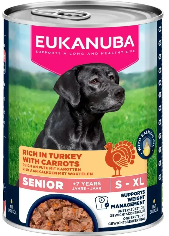 EUKANUBA Life Care Senior Rich in kalakutiena with carrots – drėgnas ėdalas šunims – 400g