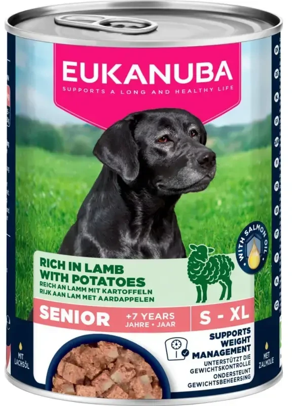 EUKANUBA Life Care Senior Rich in ėriena with potatoes – drėgnas ėdalas šunims – 400g