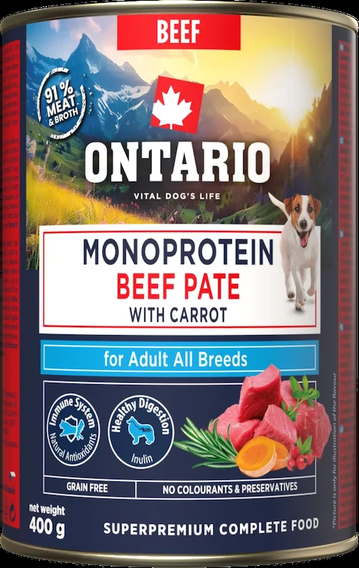 Ontario Adult Monoprotein Jautienos paštetas su Morkomis 400g