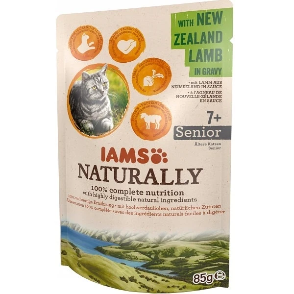 Eukanuba Drėgnas Kačių Maistas - Iams Naturally Senior Su Naujosios Zelandijos Aviena Padaže 85 G