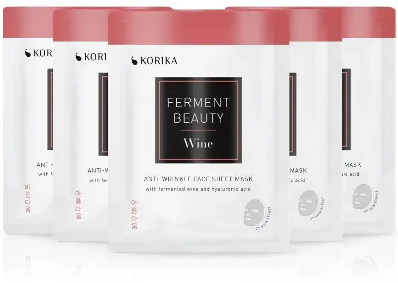 Korika „FermentBeauty Wine“ senėjimą stabdančių lakštinių kaukių rinkinys 5 × 20 g