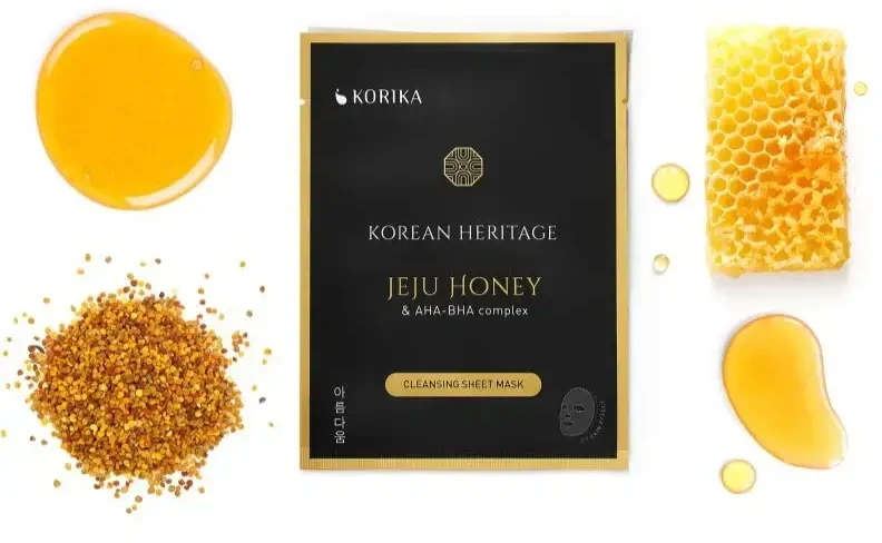 Korika Valomoji lakštinė kaukė su Jeju medumi ir AHA, BHA kompleksu, korėjietiškas paveldas (valomoji lakštinė kaukė) 25 g
