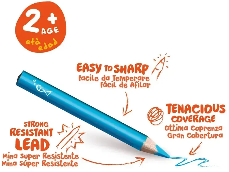 Spalvoti pieštukai mažyliams CARIOCA BABY 2+, 10 vnt.
