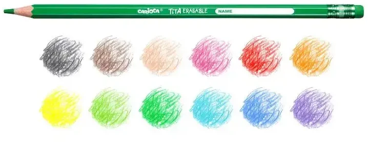 Spalvoti pieštukai CARIOCA TITA, ištrinami su trintuku, 12 spalvų