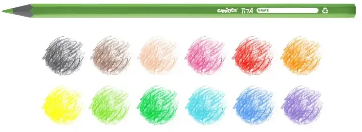 Spalvoti pieštukai CARIOCA TITA ECOFAMILY, 12 vnt.