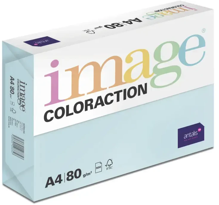 Spalvotas biuro popierius Image Coloraction, A4, 80g, Bermuda, mėlynos spalvos, 500 lapų