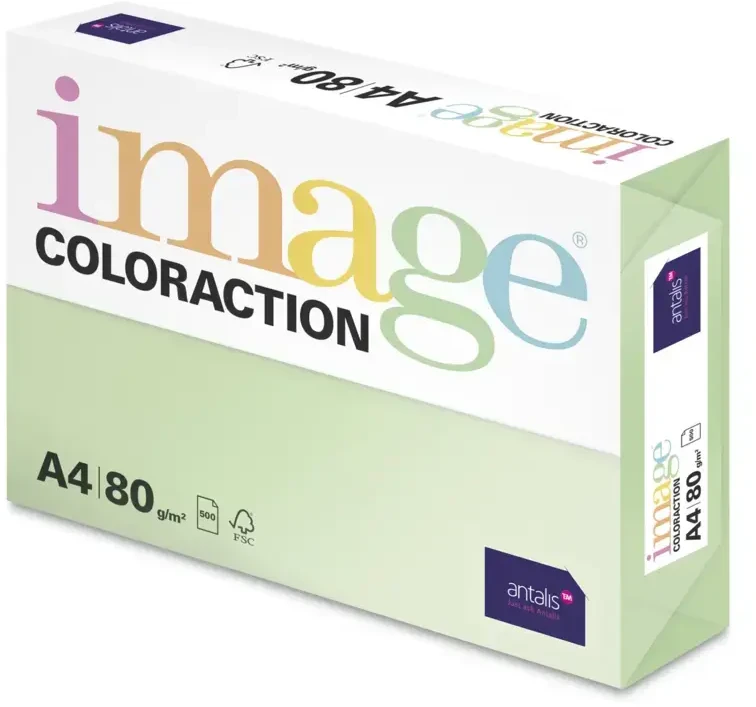 Spalvotas biuro popierius Image Coloraction, A4, 80 g, Forest, pastelinės žalios spalvos, 500 lapų
