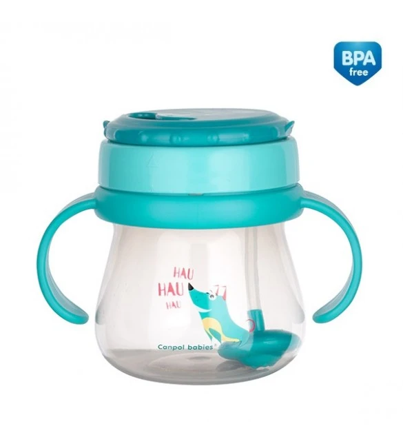CANPOL BABIES puodelis su uždaromu šiaudeliu, 250 ml, 56/517
