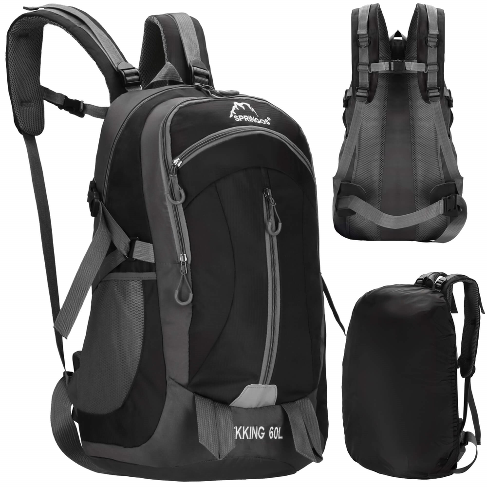 Springos Kuprinė 60 l talpos, su 4 skyriais, pilkų atspalvių, 60 × 43 × 22 cm