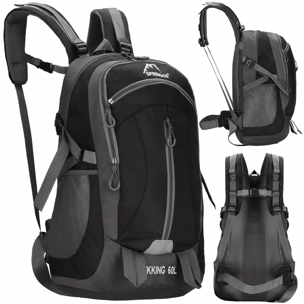 Springos Kuprinė 60 l talpos, su 4 skyriais, pilkų atspalvių, 60 × 43 × 22 cm