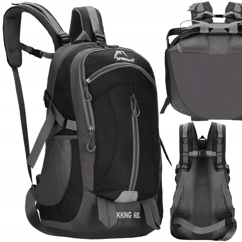 Springos Kuprinė 60 l talpos, su 4 skyriais, pilkų atspalvių, 60 × 43 × 22 cm